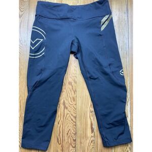 Virus Action Sport Performance Women's Yoga Pants Size Small Black‎ Gold  EUC